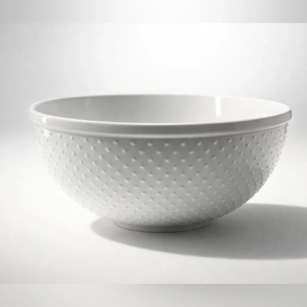 Williams Sonoma Swiss Dot Ceramic WHITE Mixing Bowls Set of 3 NWOB